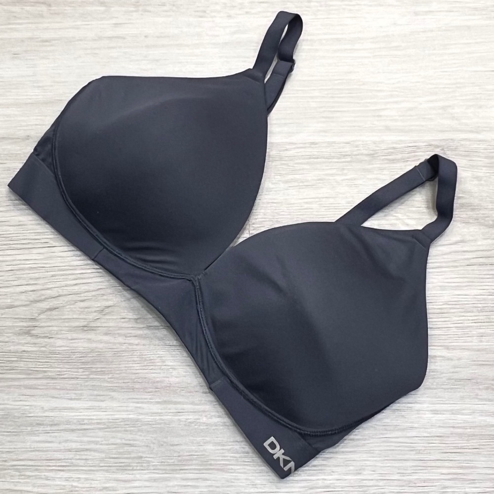 DKNY‎ Sport Bra Black Medium Polyester Spandex Athletic Support
